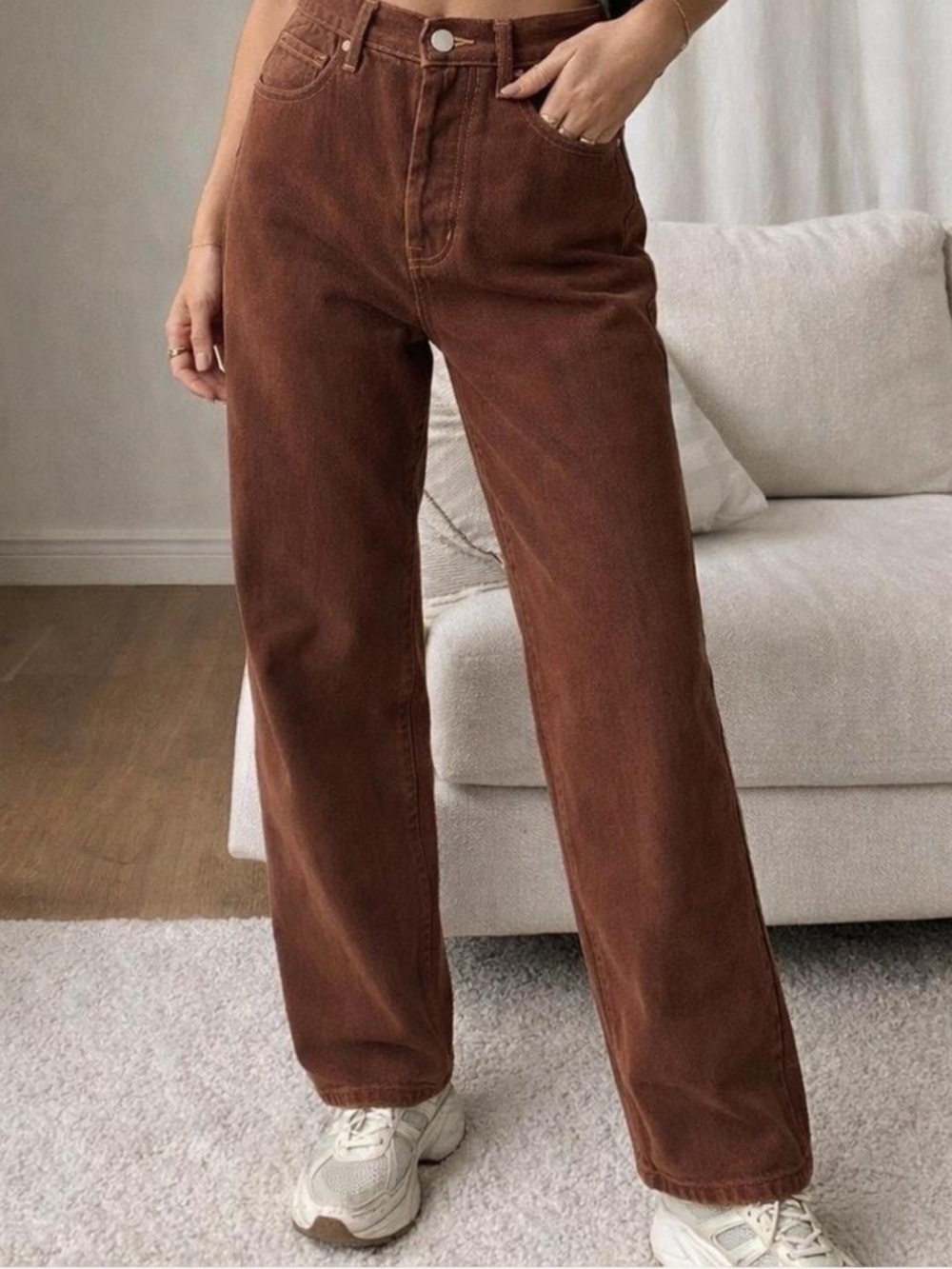 PacSun High-Rise Wide Leg Jeans - Chestnut Brown